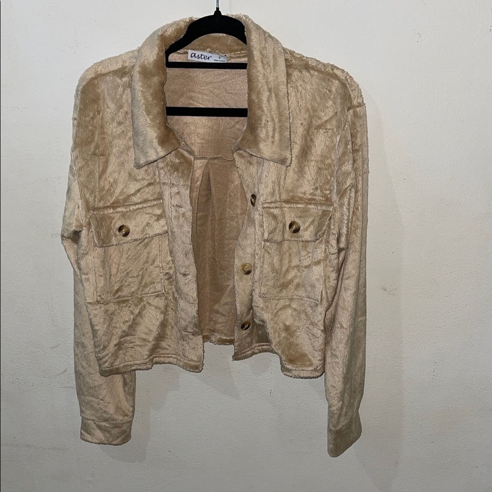 Women's Tan Fuzzy Jacket